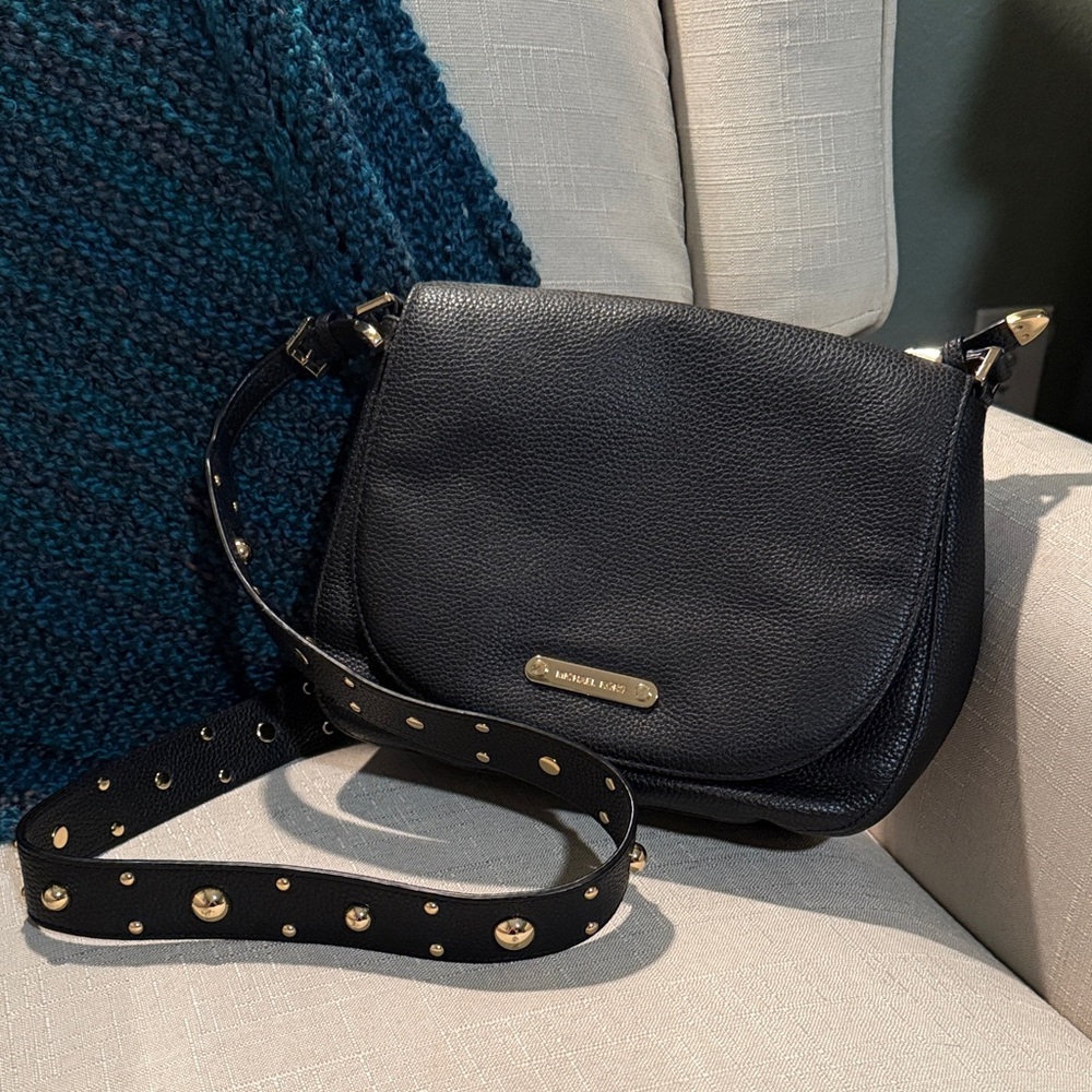 Michael Kors Black Crossbody Bag with Gold Accents